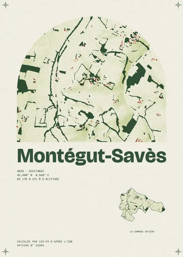 Affiche de Montégut-Savès, calculée par 123-fr d'après l'IGN
