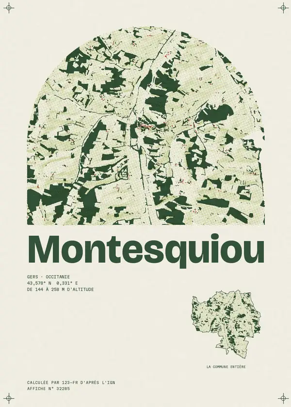 Affiche de Montesquiou, calculée par 123-fr d'après l'IGN