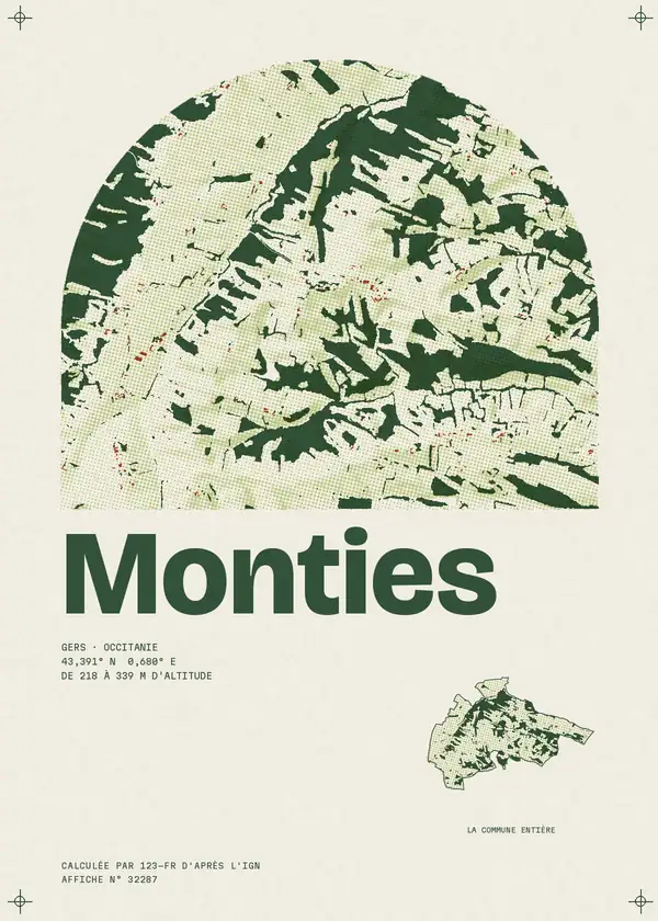 Affiche de Monties, calculée par 123-fr d'après l'IGN