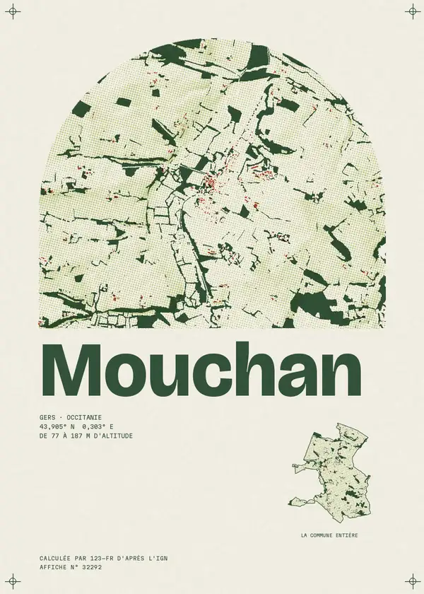 Affiche de Mouchan, calculée par 123-fr d'après l'IGN