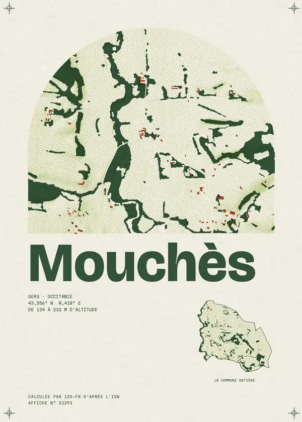 Affiche de Mouchès, calculée par 123-fr d'après l'IGN