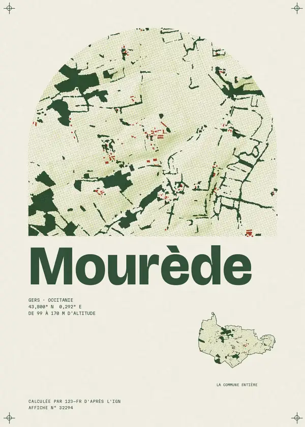 Affiche de Mourède, calculée par 123-fr d'après l'IGN