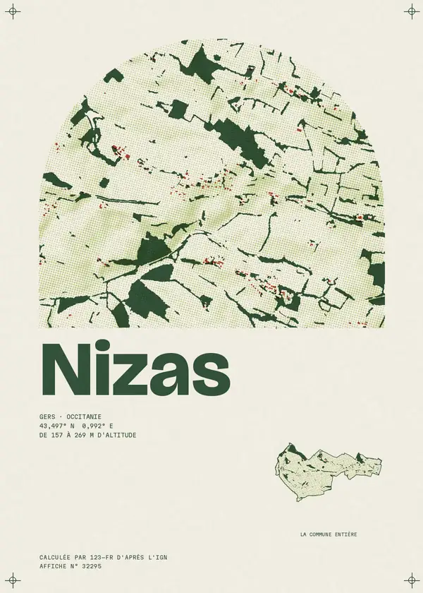 Affiche de Nizas, calculée par 123-fr d'après l'IGN