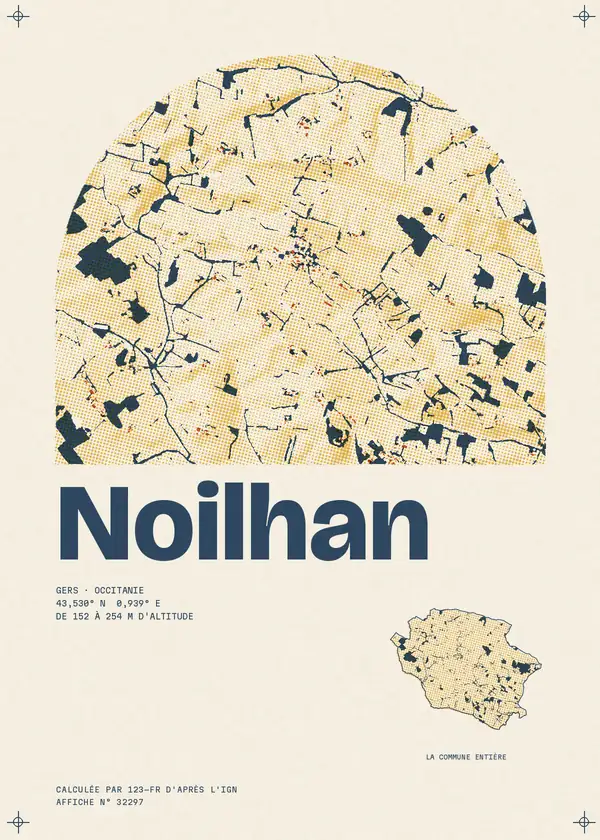 Affiche de Noilhan, calculée par 123-fr d'après l'IGN