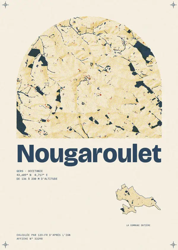 Affiche de Nougaroulet, calculée par 123-fr d'après l'IGN