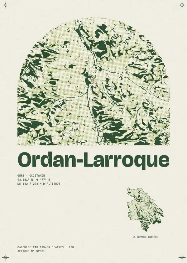 Affiche de Ordan-Larroque, calculée par 123-fr d'après l'IGN