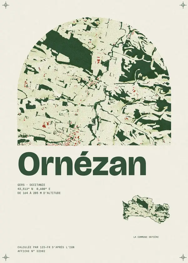 Affiche de Ornézan, calculée par 123-fr d'après l'IGN