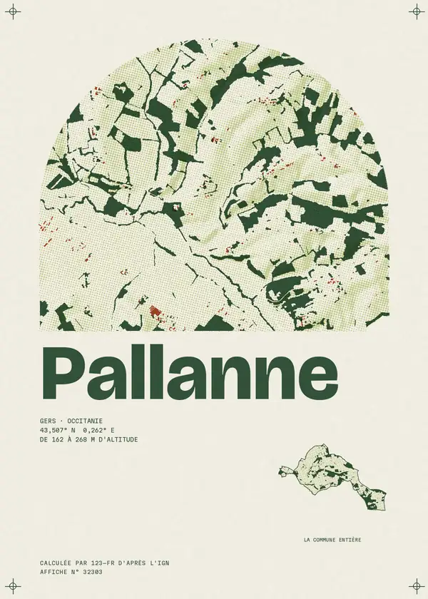 Affiche de Pallanne, calculée par 123-fr d'après l'IGN