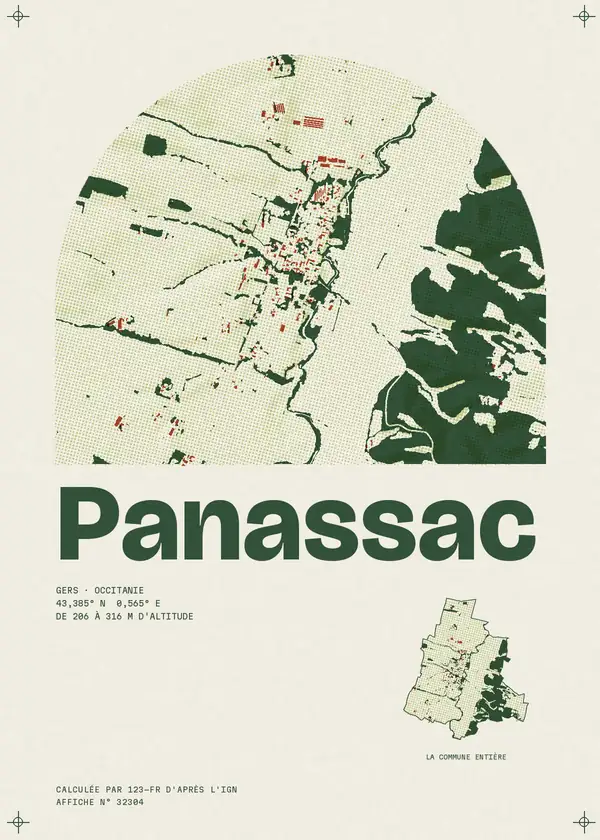 Affiche de Panassac, calculée par 123-fr d'après l'IGN