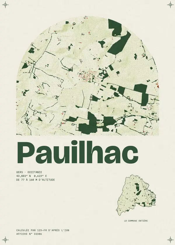 Affiche de Pauilhac, calculée par 123-fr d'après l'IGN
