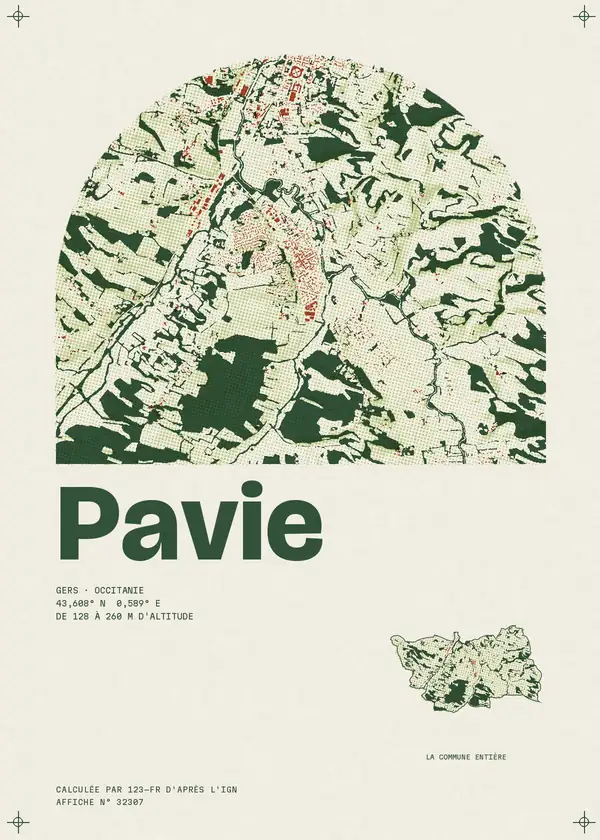 Affiche de Pavie, calculée par 123-fr d'après l'IGN