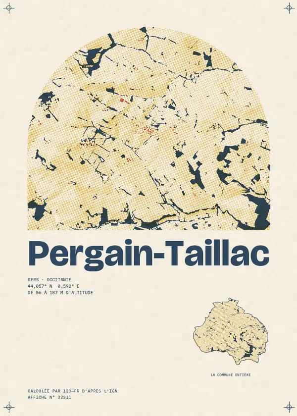 Affiche de Pergain-Taillac, calculée par 123-fr d'après l'IGN