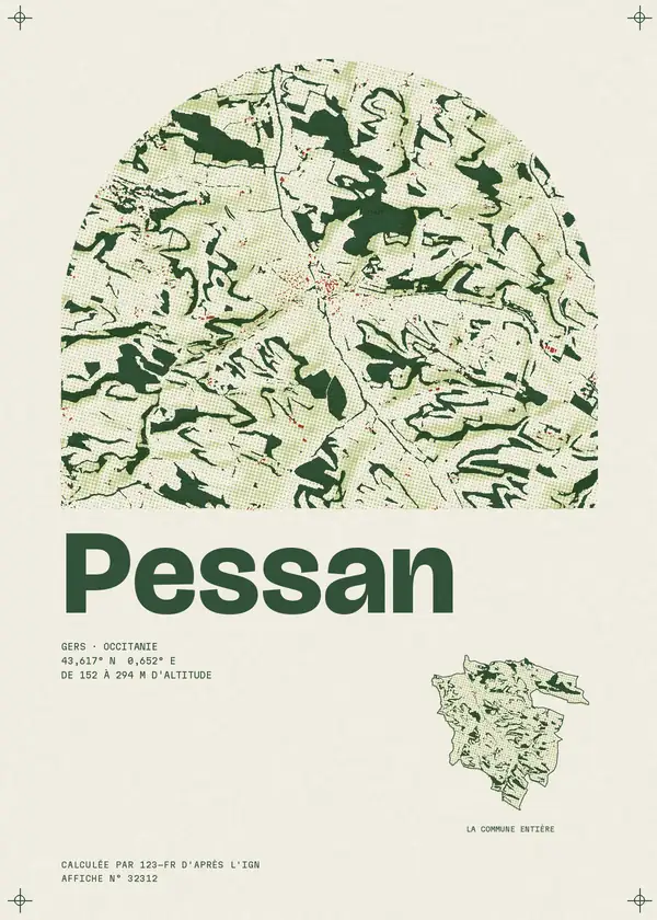 Affiche de Pessan, calculée par 123-fr d'après l'IGN