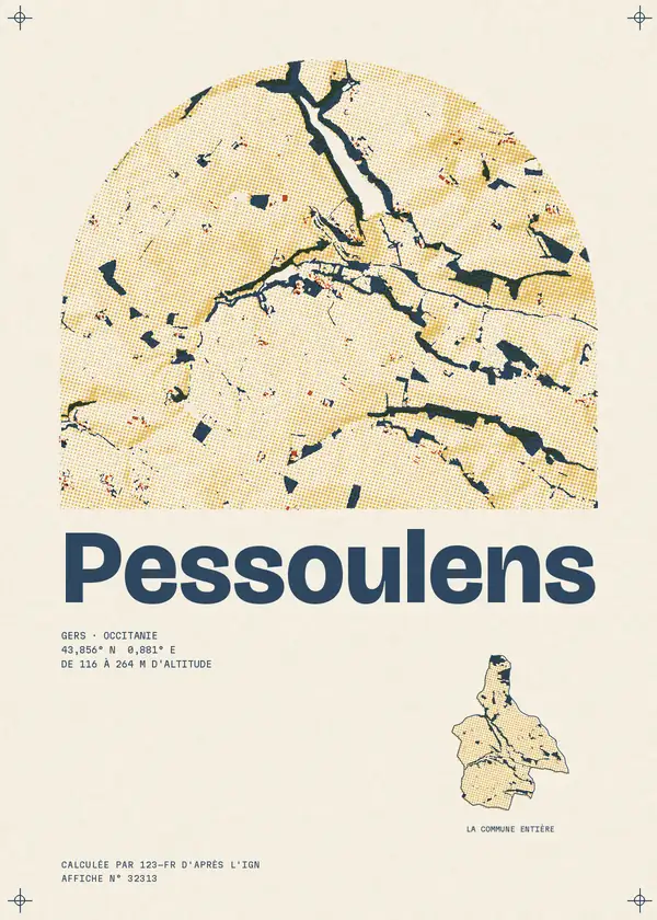 Affiche de Pessoulens, calculée par 123-fr d'après l'IGN
