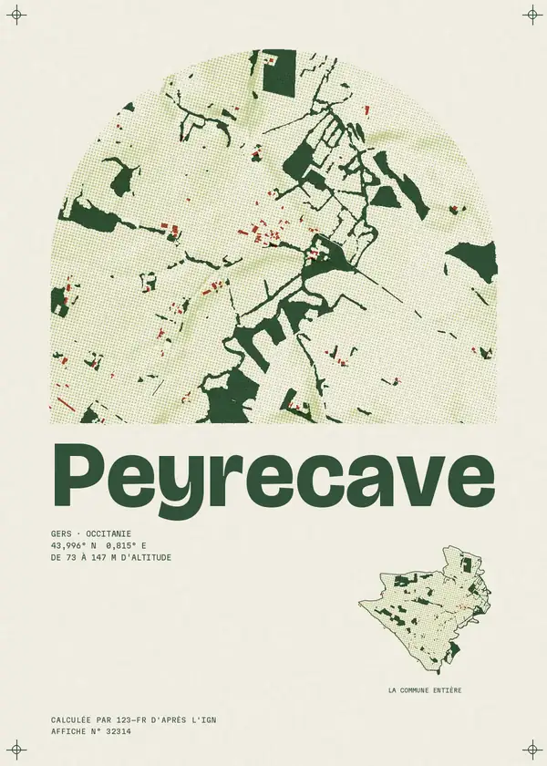 Affiche de Peyrecave, calculée par 123-fr d'après l'IGN