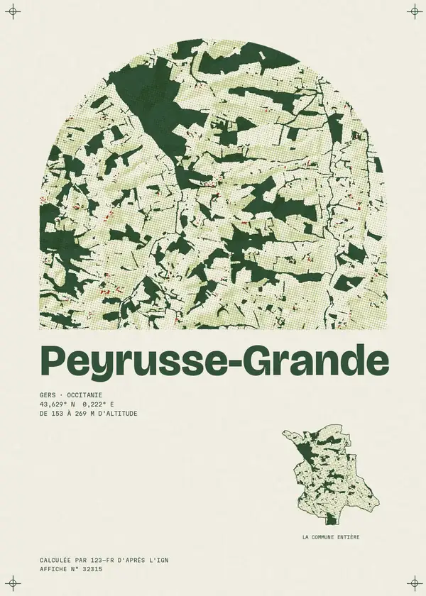 Affiche de Peyrusse-Grande, calculée par 123-fr d'après l'IGN