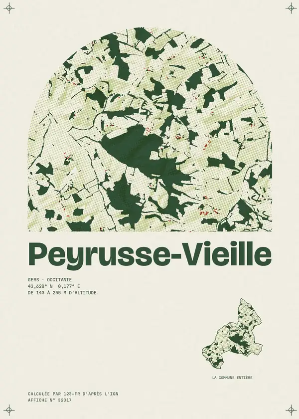 Affiche de Peyrusse-Vieille, calculée par 123-fr d'après l'IGN