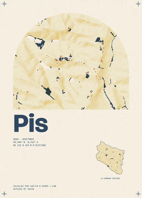 Affiche de Pis, calculée par 123-fr d'après l'IGN