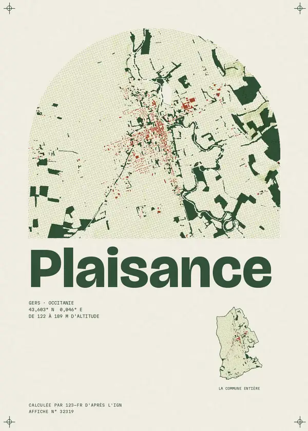 Affiche de Plaisance, calculée par 123-fr d'après l'IGN