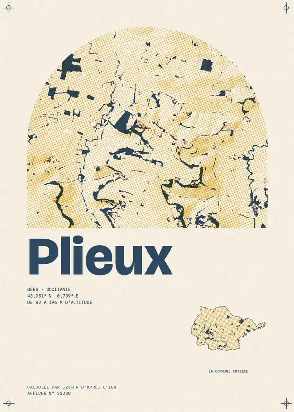 Affiche de Plieux, calculée par 123-fr d'après l'IGN