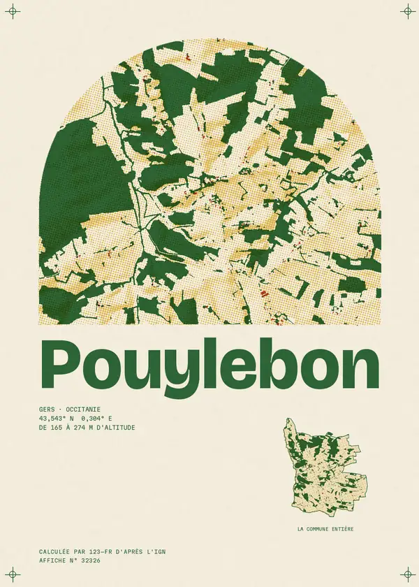 Affiche de Pouylebon, calculée par 123-fr d'après l'IGN