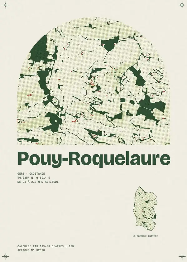 Affiche de Pouy-Roquelaure, calculée par 123-fr d'après l'IGN