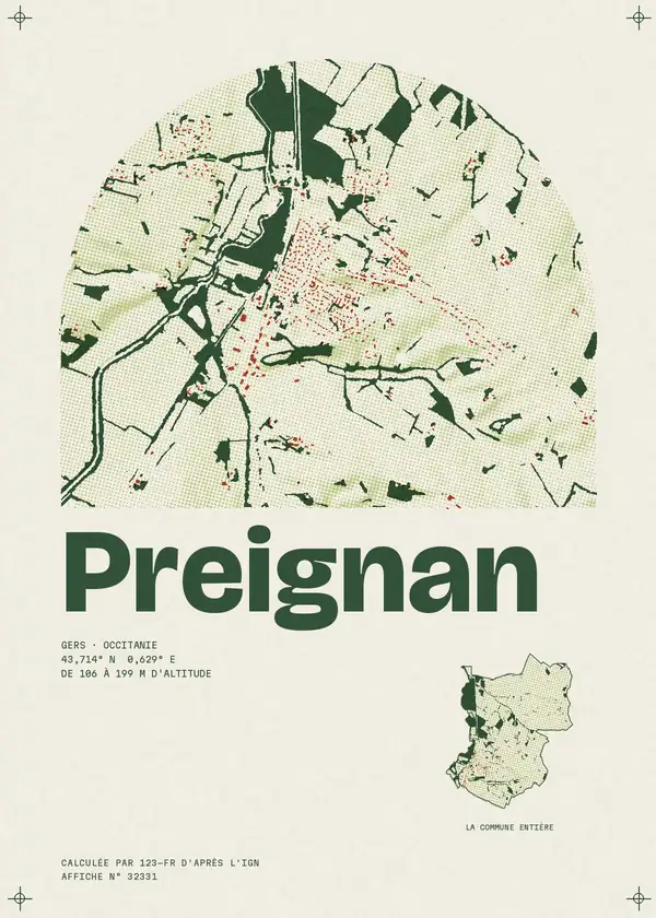 Affiche de Preignan, calculée par 123-fr d'après l'IGN
