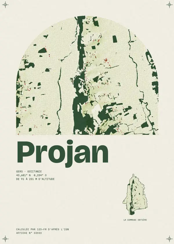 Affiche de Projan, calculée par 123-fr d'après l'IGN