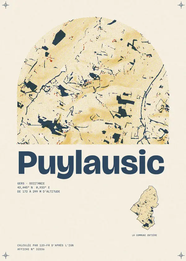 Affiche de Puylausic, calculée par 123-fr d'après l'IGN