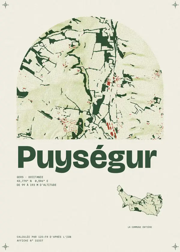 Affiche de Puységur, calculée par 123-fr d'après l'IGN