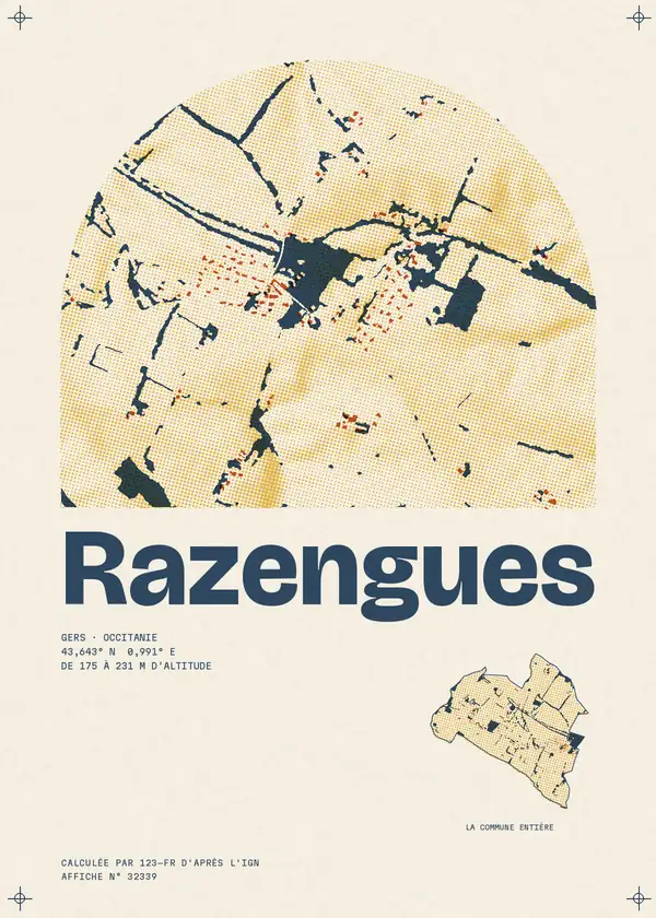 Affiche de Razengues, calculée par 123-fr d'après l'IGN