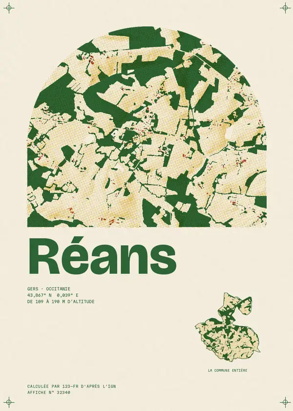 Affiche de Réans, calculée par 123-fr d'après l'IGN