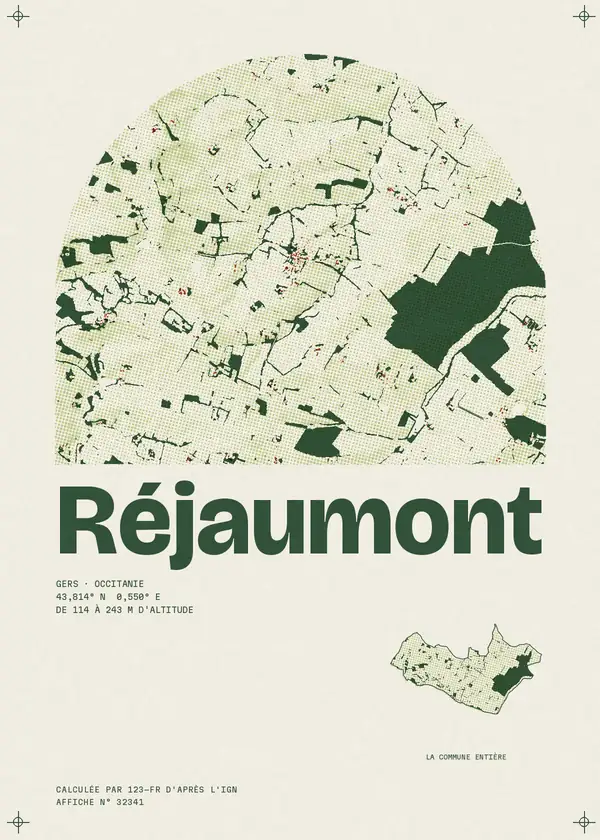 Affiche de Réjaumont, calculée par 123-fr d'après l'IGN