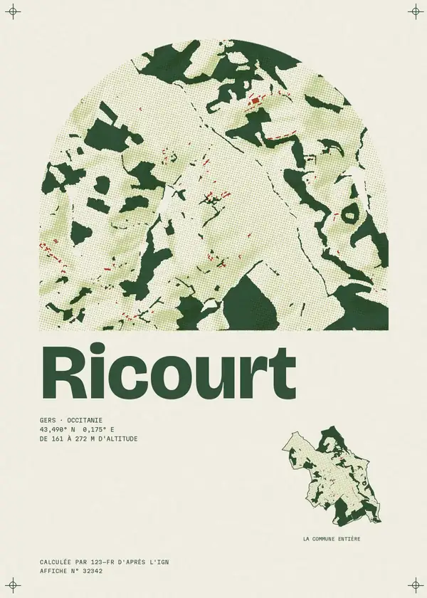 Affiche de Ricourt, calculée par 123-fr d'après l'IGN