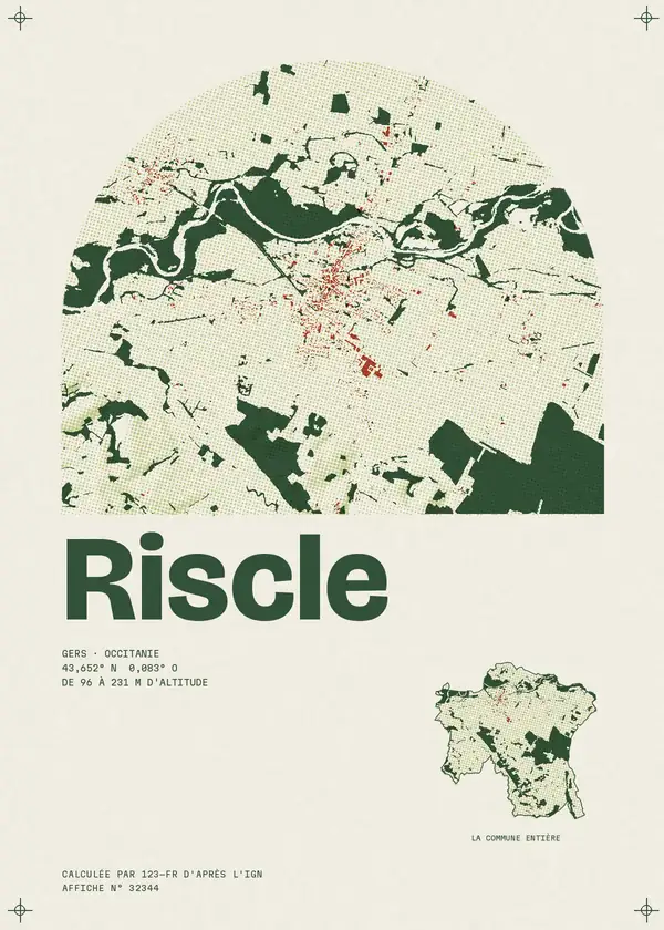 Affiche de Riscle, calculée par 123-fr d'après l'IGN