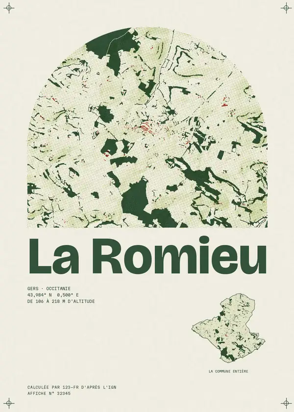 Affiche de La Romieu, calculée par 123-fr d'après l'IGN