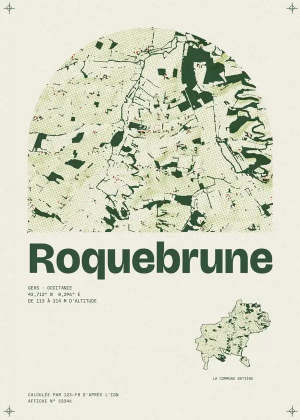 Affiche de Roquebrune, calculée par 123-fr d'après l'IGN