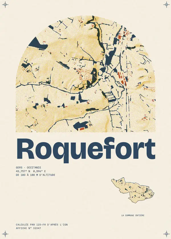 Affiche de Roquefort, calculée par 123-fr d'après l'IGN