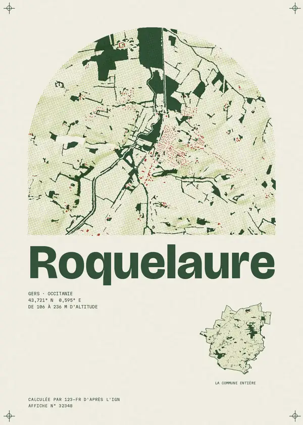 Affiche de Roquelaure, calculée par 123-fr d'après l'IGN