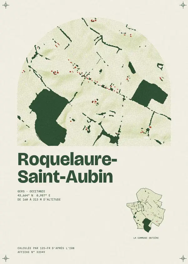 Affiche de Roquelaure-Saint-Aubin, calculée par 123-fr d'après l'IGN