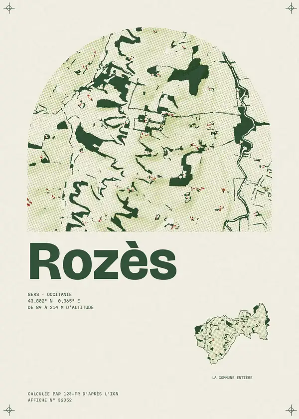 Affiche de Rozès, calculée par 123-fr d'après l'IGN
