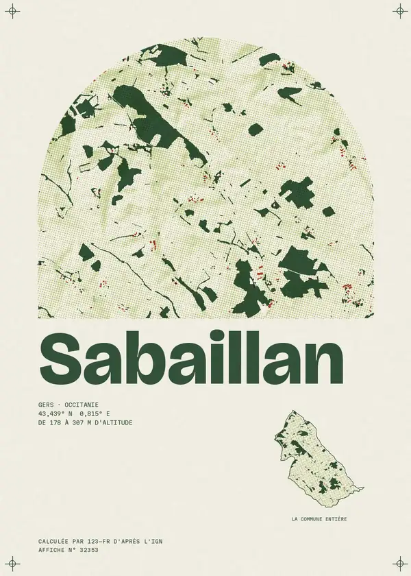 Affiche de Sabaillan, calculée par 123-fr d'après l'IGN