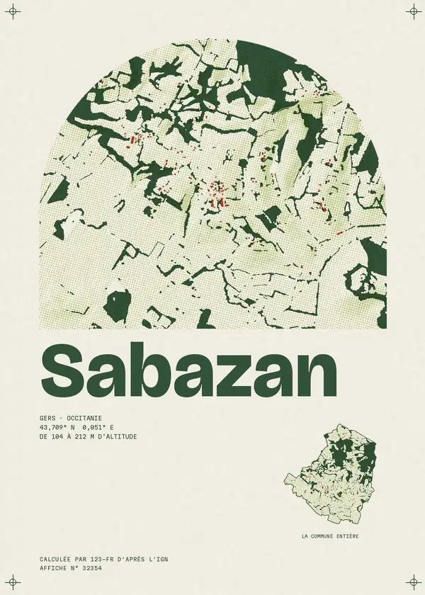 Affiche de Sabazan, calculée par 123-fr d'après l'IGN