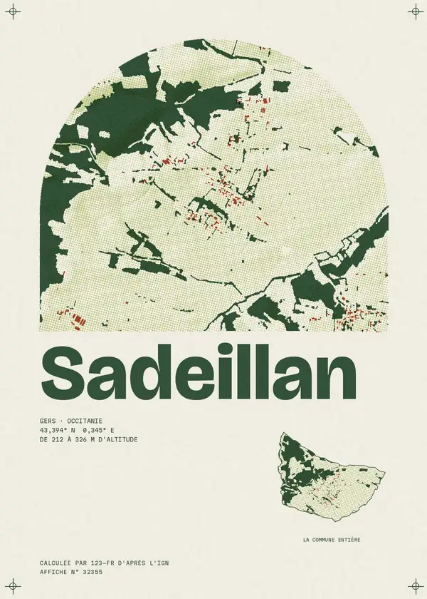 Affiche de Sadeillan, calculée par 123-fr d'après l'IGN