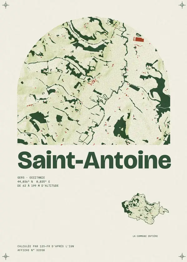 Affiche de Saint-Antoine, calculée par 123-fr d'après l'IGN