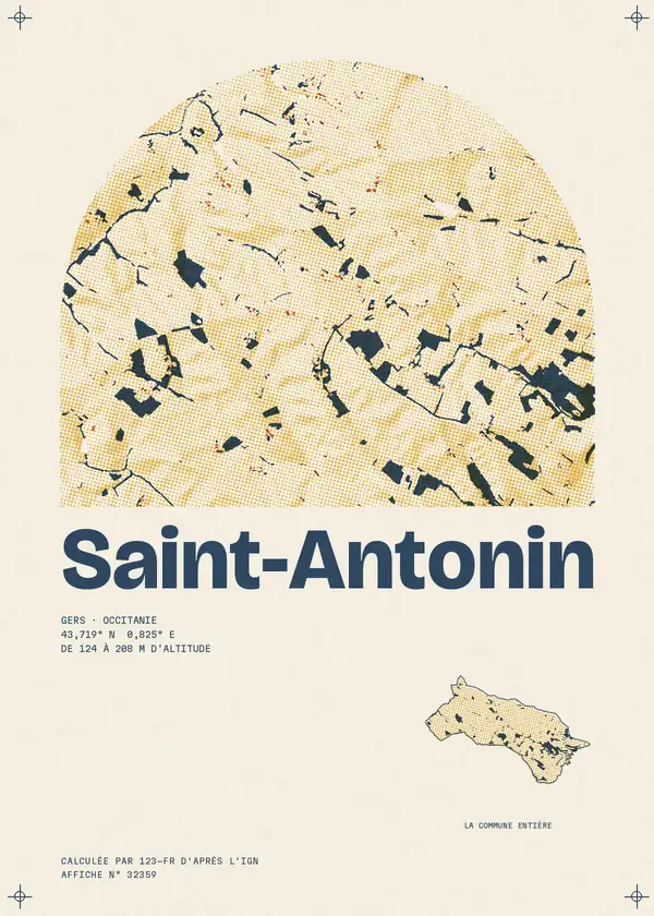 Affiche de Saint-Antonin, calculée par 123-fr d'après l'IGN