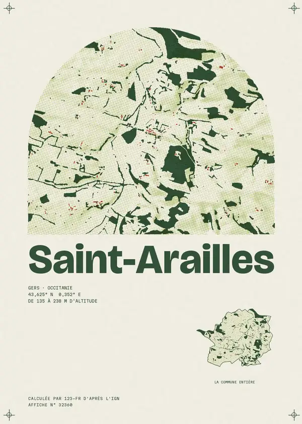 Affiche de Saint-Arailles, calculée par 123-fr d'après l'IGN
