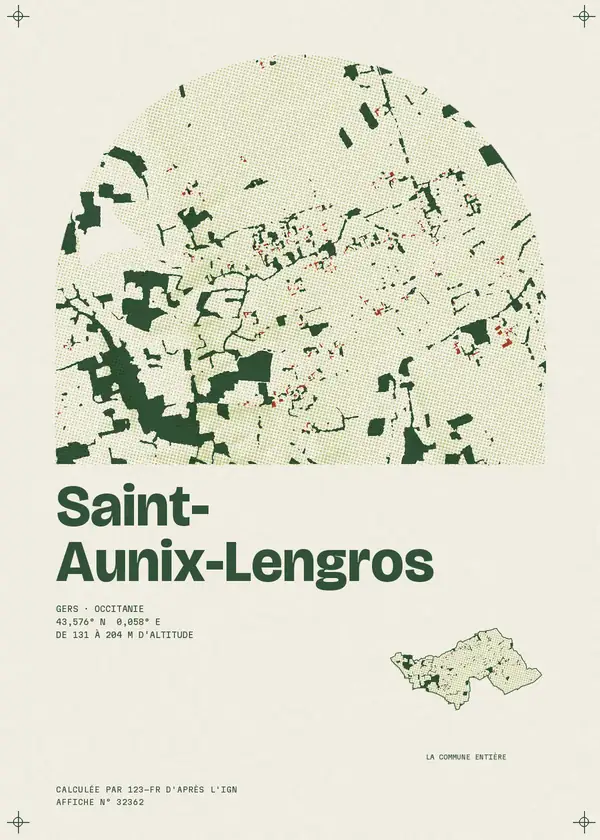 Affiche de Saint-Aunix-Lengros, calculée par 123-fr d'après l'IGN