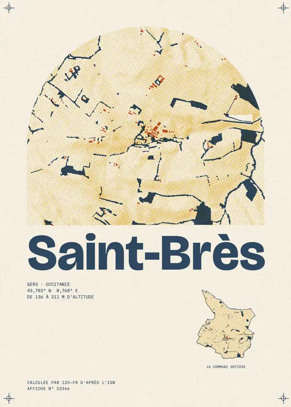 Affiche de Saint-Brès, calculée par 123-fr d'après l'IGN