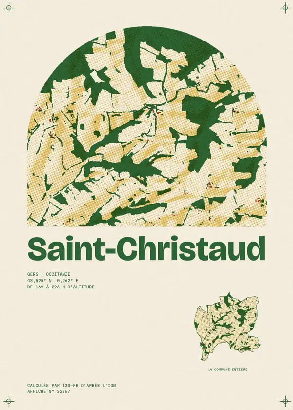 Affiche de Saint-Christaud, calculée par 123-fr d'après l'IGN